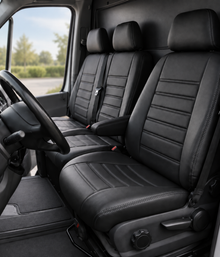Stoelhoezen Mercedes Sprinter 2006 - 2018 – Fezz zwart – lederen stoelhoezen – perfecte pasvorm (Stoel/Bank)