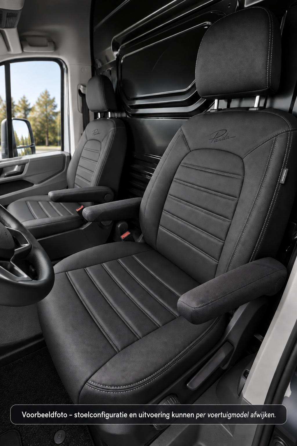 Stoelhoezen Iveco E-Daily 2022 - heden – Fezz zwart – lederen stoelhoezen – perfecte pasvorm (Stoel/Stoel)
