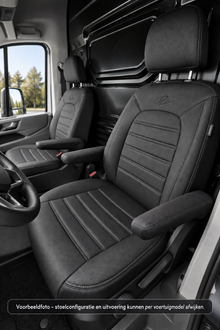 Stoelhoezen Iveco E-Daily 2022 - heden – Fezz zwart – lederen stoelhoezen – perfecte pasvorm (Stoel/Stoel)