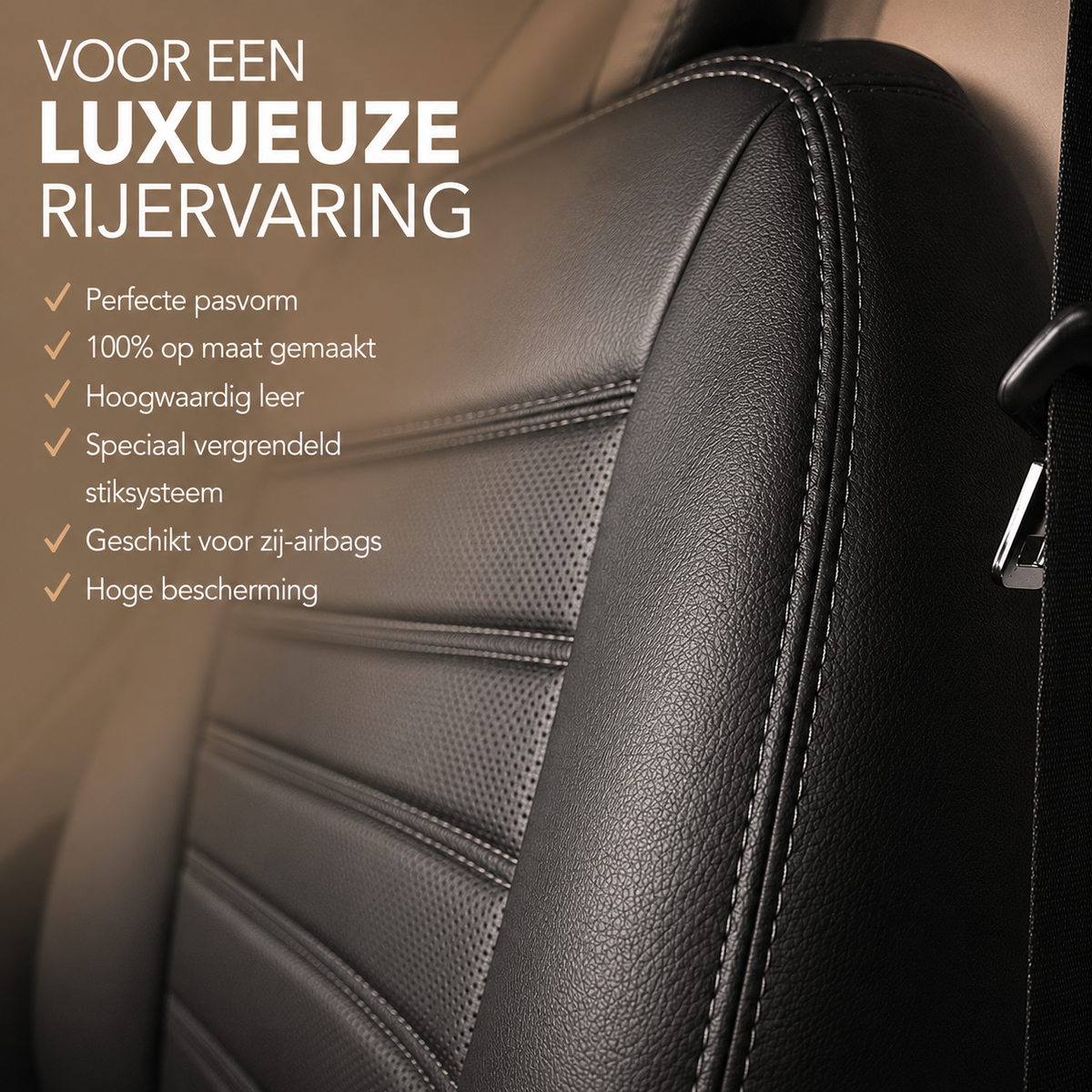 Stoelhoezen Peugeot Expert 2016 - heden – Fezz zwart – lederen stoelhoezen – perfecte pasvorm (Stoel/Bank-stoel en duobank met split in zitting)