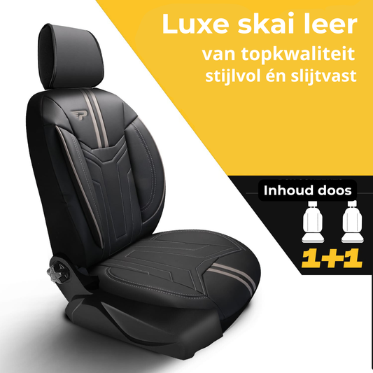 Stoelhoezen Ford Transit Custom 2023 - heden – Palermo grijs premium skai leer – perfecte pasvorm voor bedrijfswagens (Stoel/Stoel)