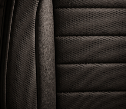 Stoelhoezen Ford Transit Tourneo Custom 2012 - 2023 – Fezz zwart – lederen stoelhoezen – perfecte pasvorm (Stoel/Bank-zonder voorbereiding klaptafel in de rugleuning)