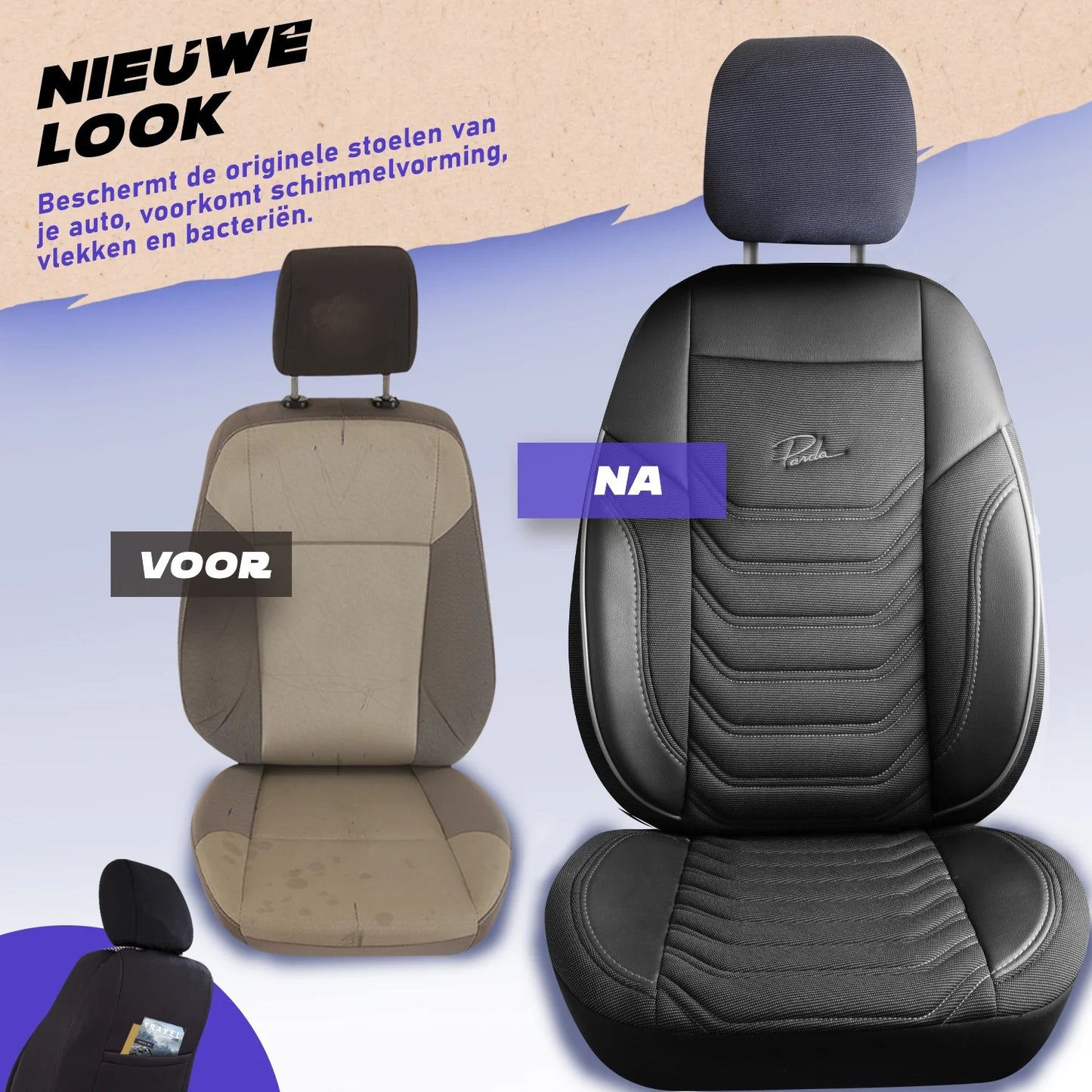 Stoelhoezen Iveco E-Jolly 2025 - heden – Florida zwart/grijs – perfecte pasvorm (Stoel/Bank-met voorbereiding klaptafel in de rugleuning)