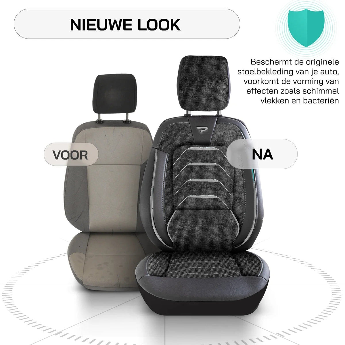 Bodrum stoelhoes, stoelhoezen voor Opel Movano 2010 – 2024, Zwart Grijs, Jacquard stof Lederenlook, Stoel/Stoel
