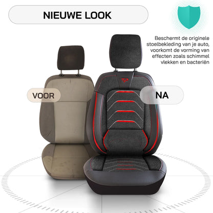 Bodrum stoelhoes, stoelhoezen voor Citroen Jumper 2006 – heden, Zwart Rood, Jacquard stof Lederenlook, Stoel/Bank
