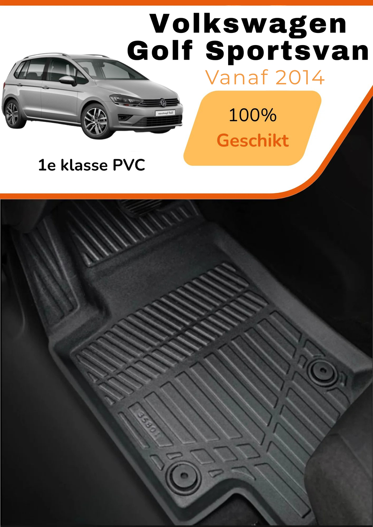 Volkswagen Golf Sportsvan 2014-heden – Premium Carbonlook Automatten – Hoogwaardig TPE – All-Weather Bescherming – Opstaande Randen – Antislip