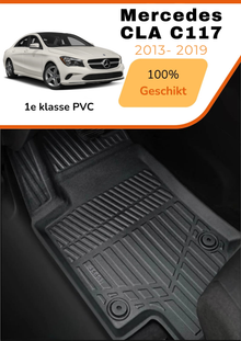 Mercedes  CLA (C117)   2013-2019 – Premium Carbonlook Automatten – Hoogwaardig TPE – All-Weather Bescherming – Opstaande Randen – Antislip