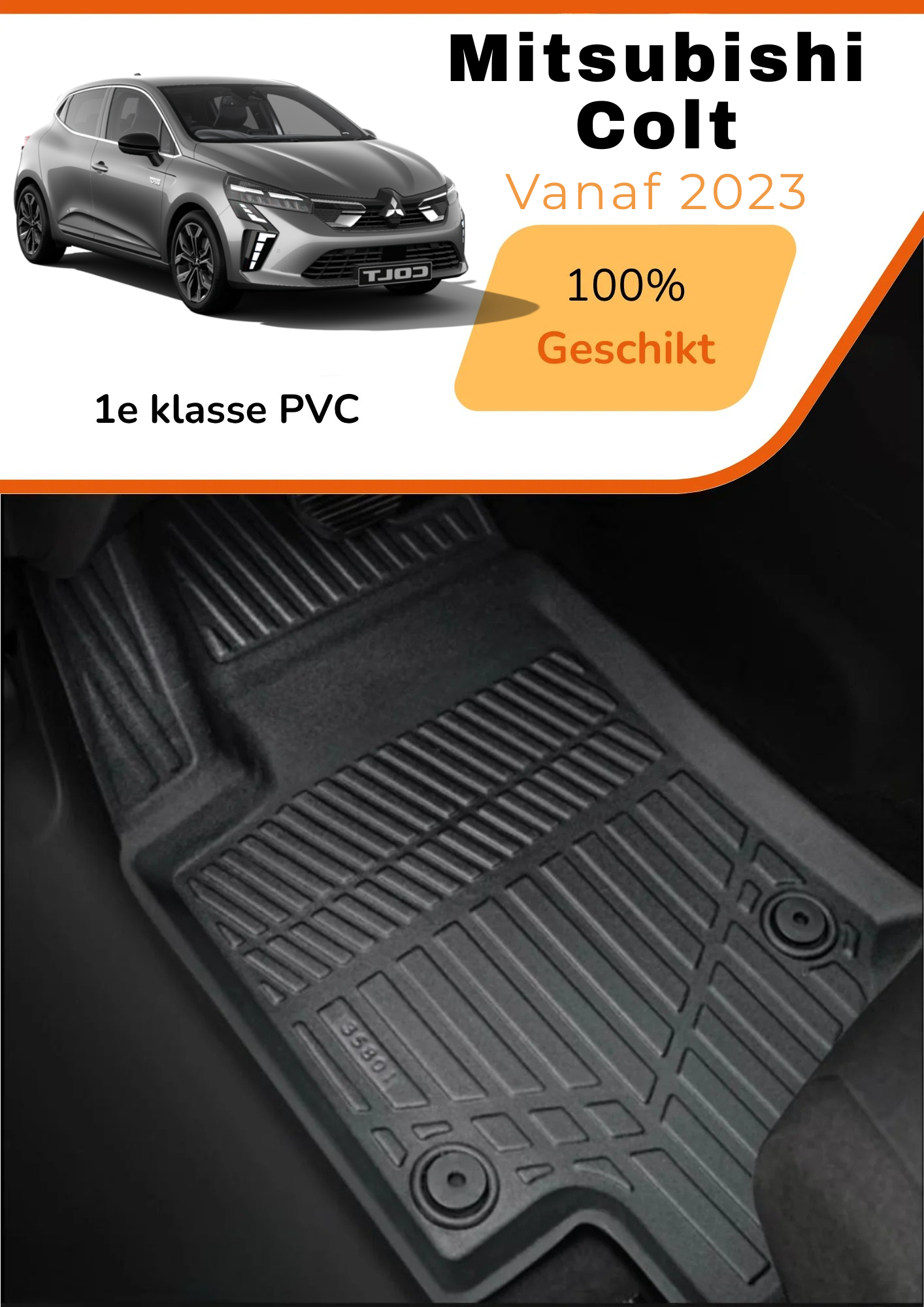 Mitsubishi Colt 2023-heden – Premium Carbonlook Automatten – Hoogwaardig TPE – All-Weather Bescherming – Opstaande Randen – Antislip