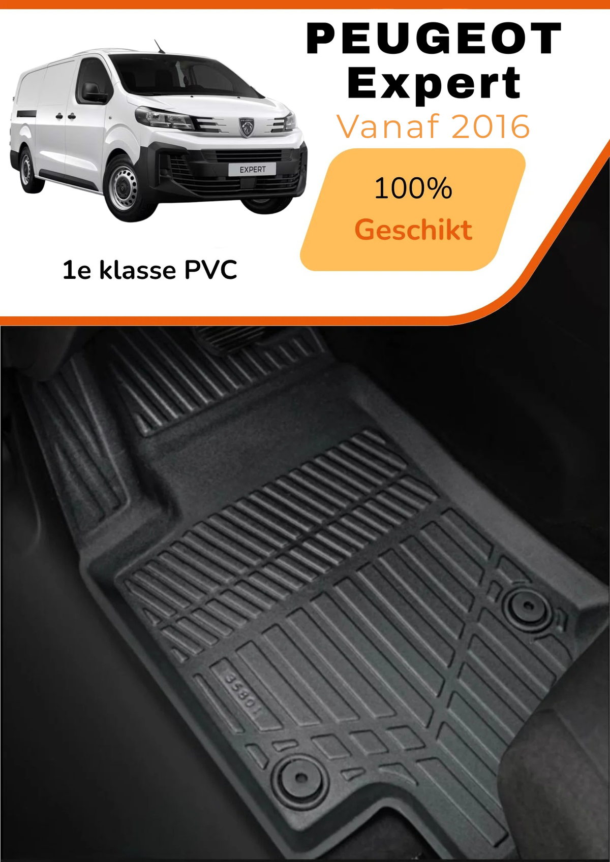 Peugeot Expert 2016-heden – Premium Carbonlook Automatten – Hoogwaardig TPE – All-Weather Bescherming – Opstaande Randen – Antislip