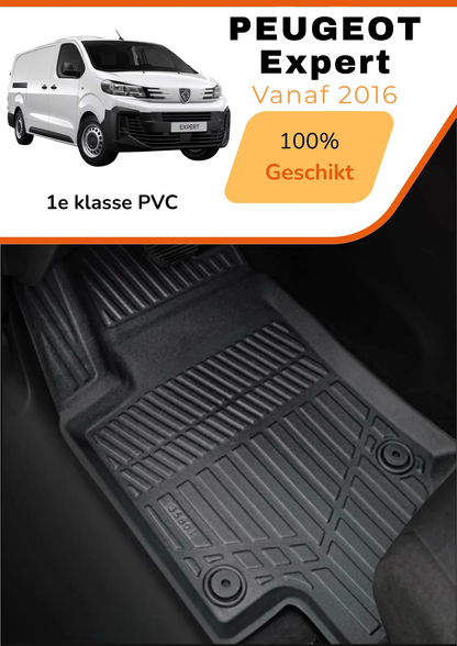 Peugeot Expert 2016-heden – Premium Carbonlook Automatten – Hoogwaardig TPE – All-Weather Bescherming – Opstaande Randen – Antislip