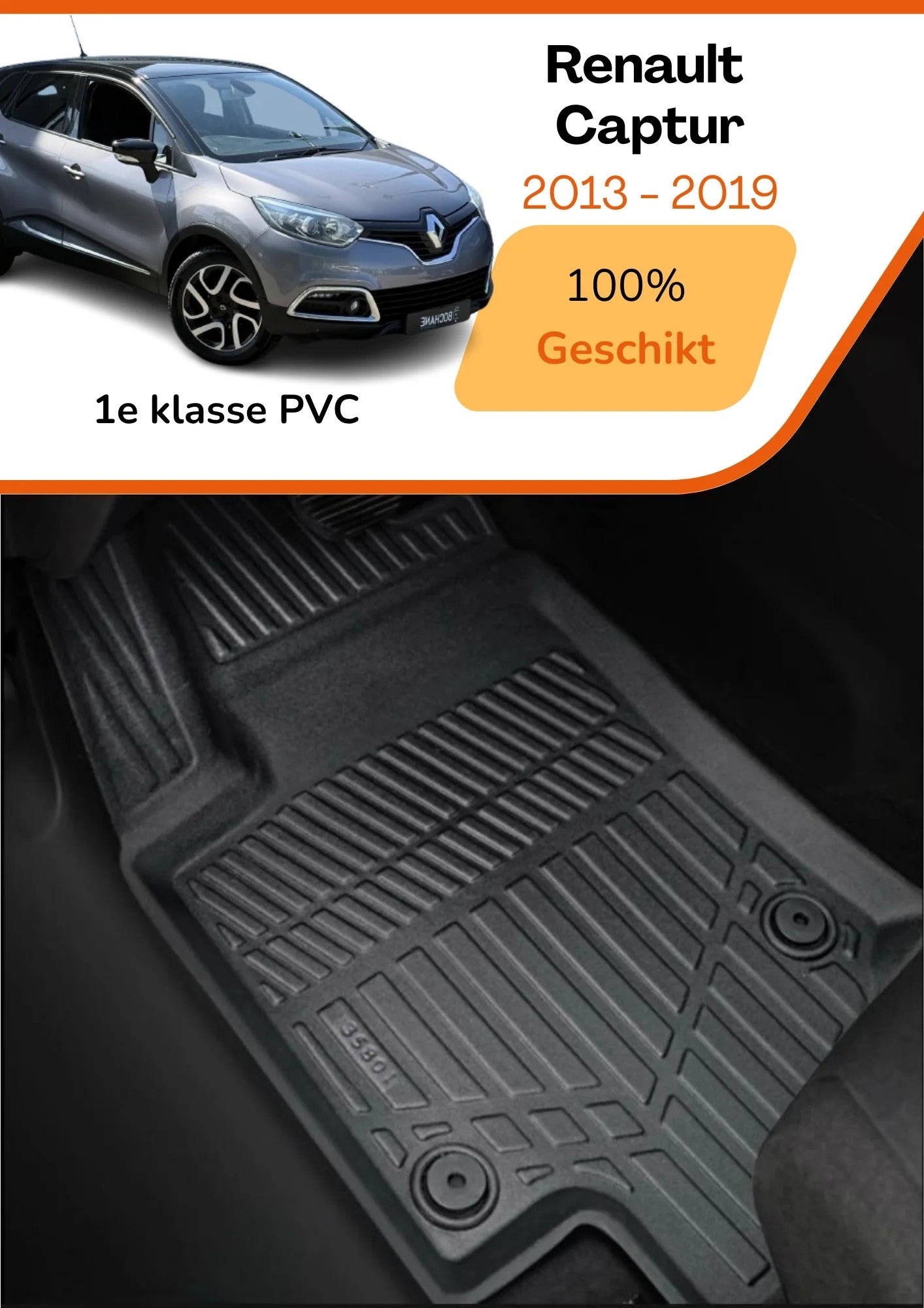 Renault Captur 2013 - 2019 – Premium Carbonlook Automatten – Hoogwaardig TPE – All-Weather Bescherming – Opstaande Randen – Antislip