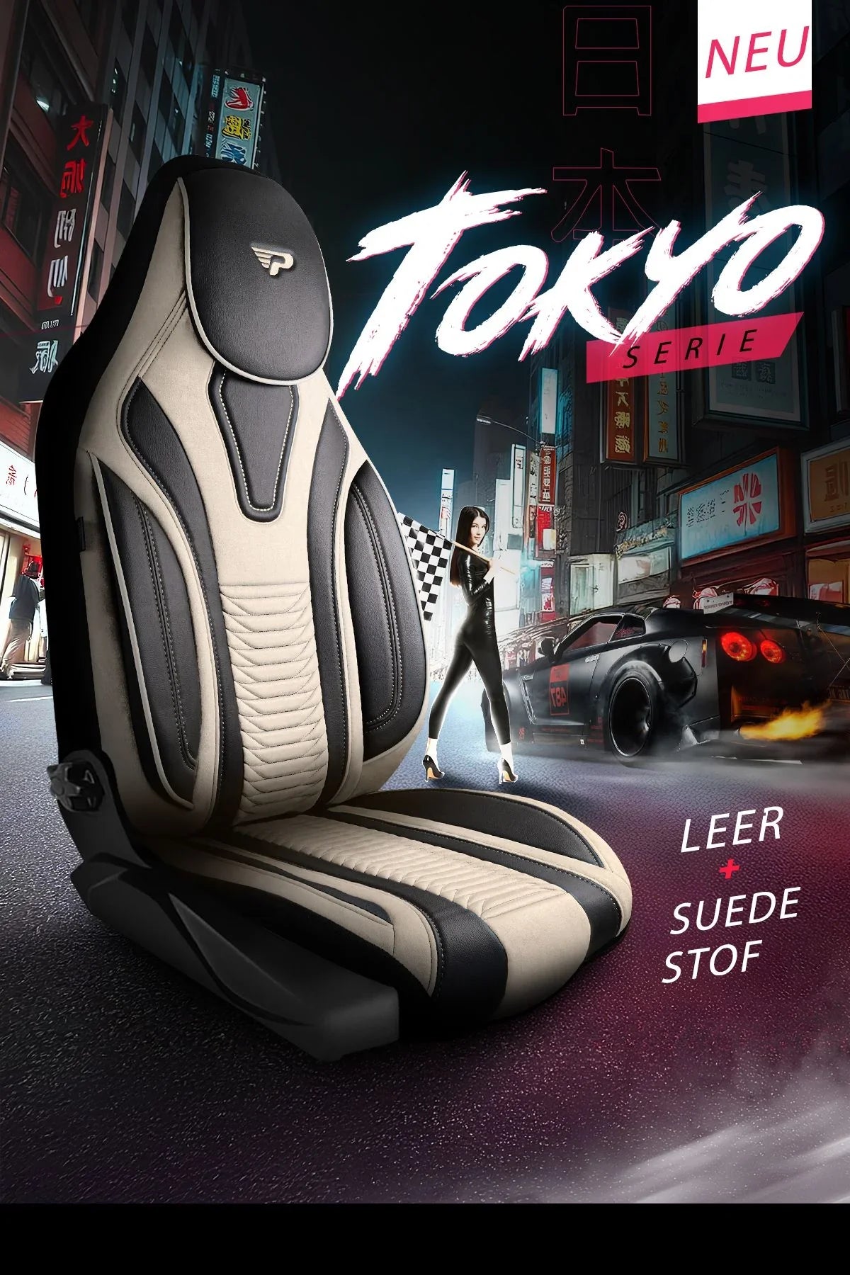 Camper stoelhoezen MAN e-TGE 2018 - heden - Tokyo Beige - Premium kunstleer & suède - Uniek design - 2 losse voorstoelen