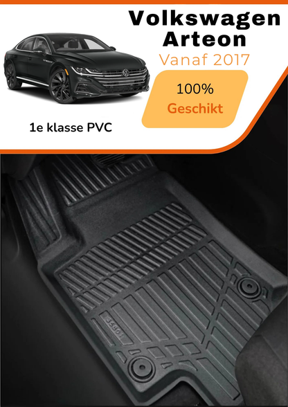 Volkswagen Arteon  2017-heden – Premium Carbonlook Automatten – Hoogwaardig TPE – All-Weather Bescherming – Opstaande Randen – Antislip